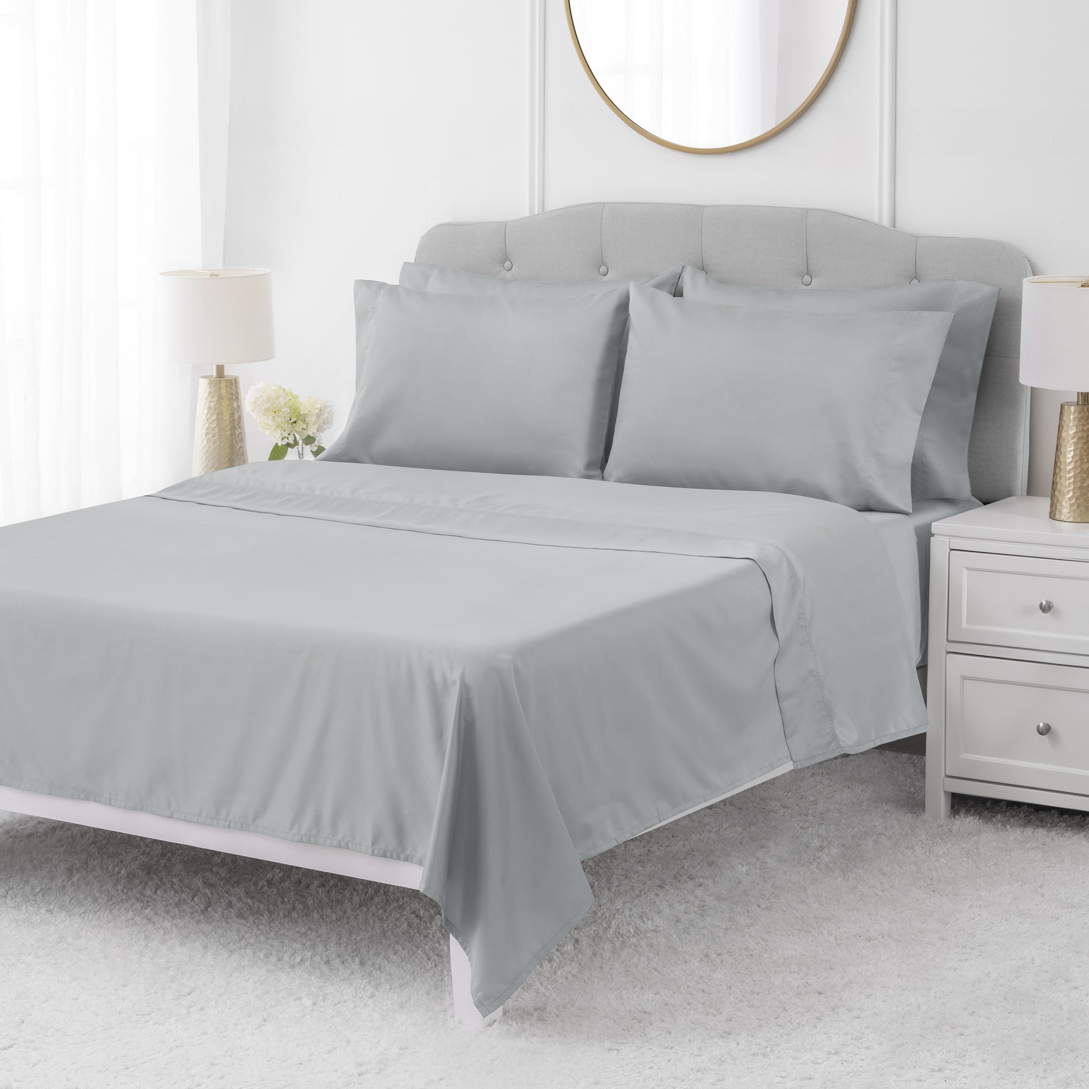 Hotel Style 1000 Tread Count Soft Silver Egyptian Cotton Luxury Bed Sheet Set, Queen