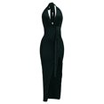 thumbnail image 4 of 2024 New Solid Color Long Sleeveless Fashion Slim Temperament Skirt Evening Dress, 4 of 5