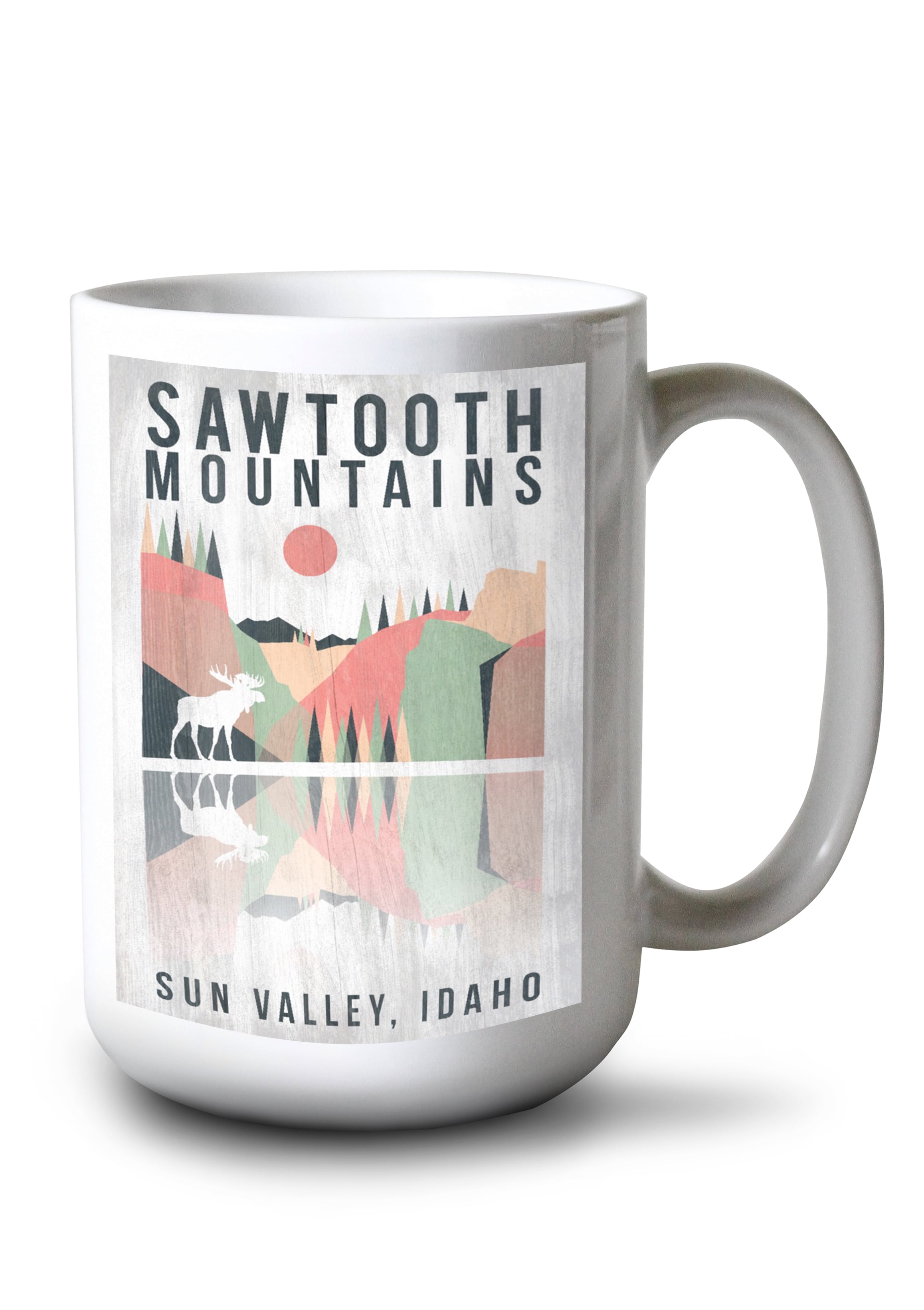 15 fl oz Ceramic Mug, Sun Valley, Idaho, Sawtooth Mountains, Moose