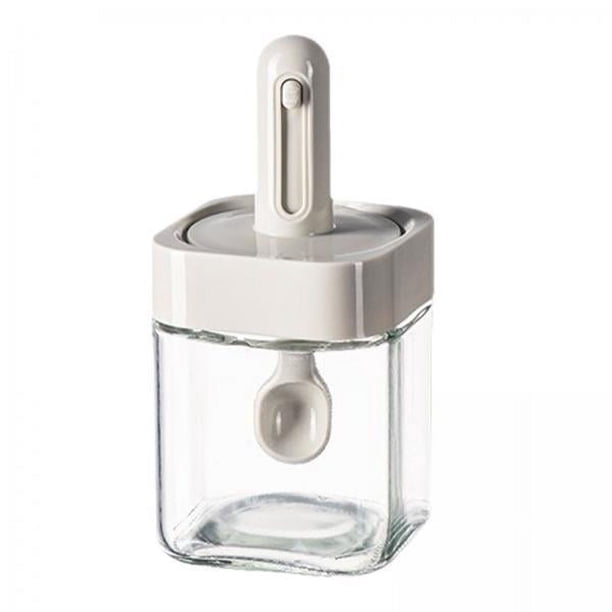 Tarro de especias,Tarro de especias con tapa retráctil para guardar cucharas,Recipiente para condimentos y pimentero multifunción,Organizador de aperitivos para la cocina,caja de