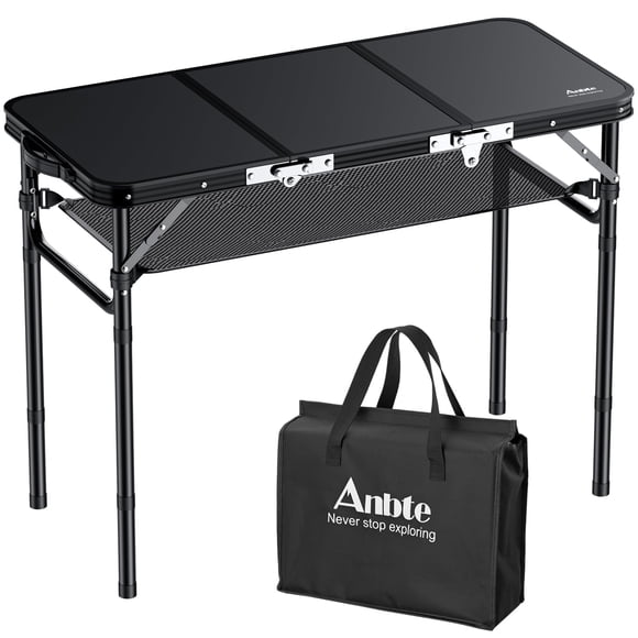 Mesa plegable de camping Anbte 90x40 cm con red de almacenamiento