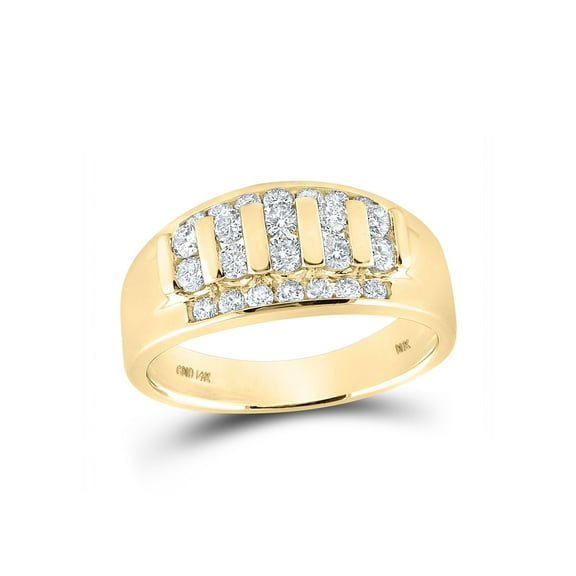 14kt Yellow Gold Mens Round Diamond Channel-set Band Ring 1 Cttw