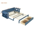 thumbnail image 2 of Full Size Daybed with Removable Desk, Wood Bed Frame with Storage Drawers, 4-in-1 Multifunctional Bed Frame with Side Table for Bedroom Apartment, Blue, 2 of 9