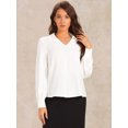 thumbnail image 3 of DARING DIVA Women's Collar Button Down V Neck Blouse Top Shirt XS White, 3 of 6