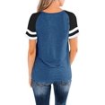 thumbnail image 2 of Nouveau T-Shirt Col Rond pour Femmes à Manches Courtes, Haut Décontracté à Blocs de Couleur, 2 of 2