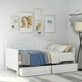 thumbnail image 2 of Kepooman Twin Size Wooden Daybed with 2 Drawers for Bedroom Living Room, 78.2"L x 42.3"W x 35.4"H, White, 2 of 16