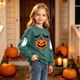 thumbnail image 6 of Qzwdhjm Girls Halloween Sweatshirt Cute Ghost Printed Crewneck Sweatshirts Long Sleeve Fleece Lined Pullover Tops for Halloween Party 2-15Y, 6 of 8