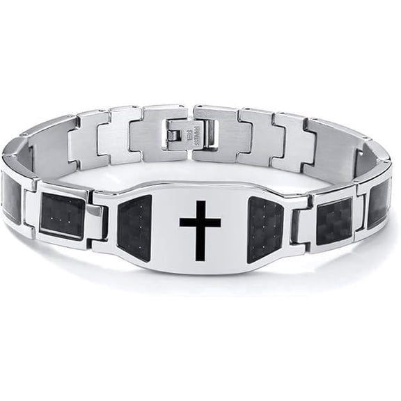 VNOX Men's personalized chain bracelet, cross-pattern stainless steel fashionable bracelet