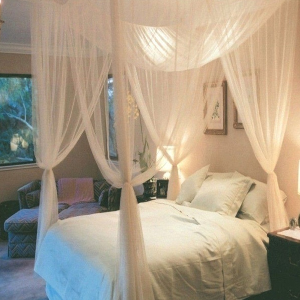 Home 4 Corner Post Bed Canopy Cover Mosquito Net Bedding Or Outdoors Netting Repellent Fit Twin Full Queen King Bed Protection Walmart Com Walmart Com