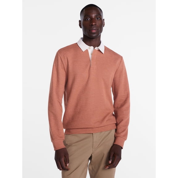 George Men's and Big Men's Rugby Shirt with Long Sleeve, Size S-6XB