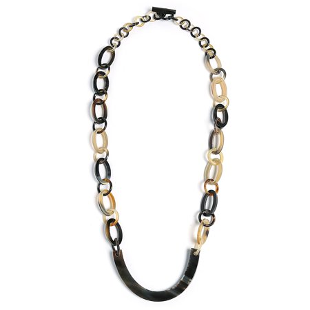 Too Beautiful For Earth Necklace Earth Tone Brown Handmade Natural Statement Boho Fashion Buffalo Horn Oval Chain Link Necklace For Women ()