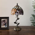 thumbnail image 5 of Tiffany Table Lamp Red Orange Stained Glass Rose Flowers LED Bulb Included for Living Room Bedroom Bedside 8"W*8"D*16"H, 5 of 5