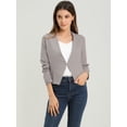 thumbnail image 3 of Día de San Patricio Chaqueta Corta Casual De Negocios De Oficina De Trabajo Sin Cuello Para Mujer Gris XS, 3 of 6