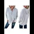 thumbnail image 1 of Sudaderas Oversize para Mujer, Sudaderas de Larga con Botones y Cuello Henley, Ropa de Otoño A . Gris XL, 1 of 6