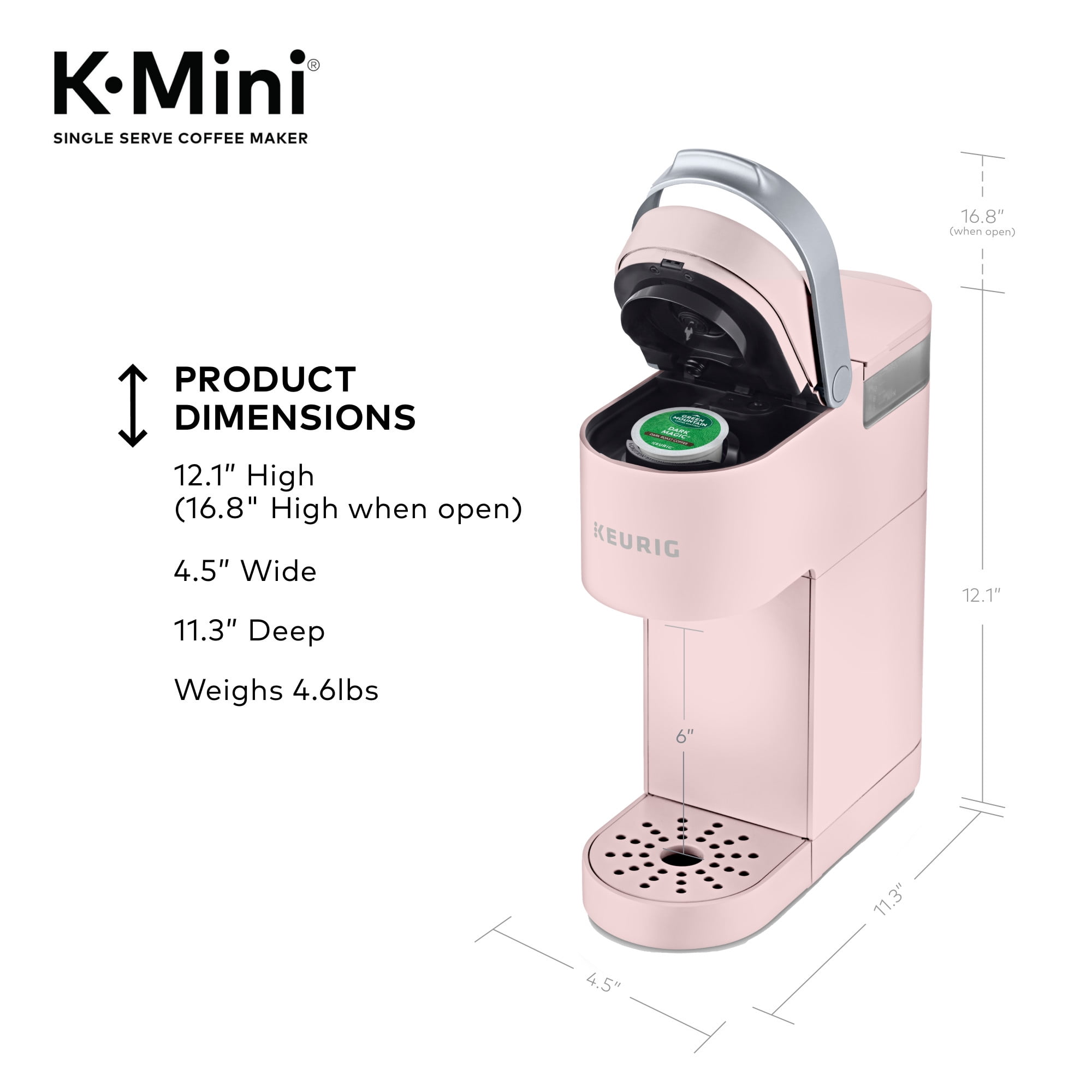 Keurig K-Mini Single Serve K-Cup Pod Coffee Maker, Dusty Rose