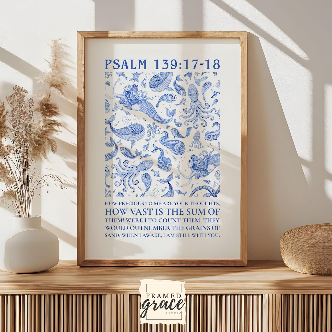 Your Thoughts Are Precious Blue Ocean Christian Poster Unframed Paper Print