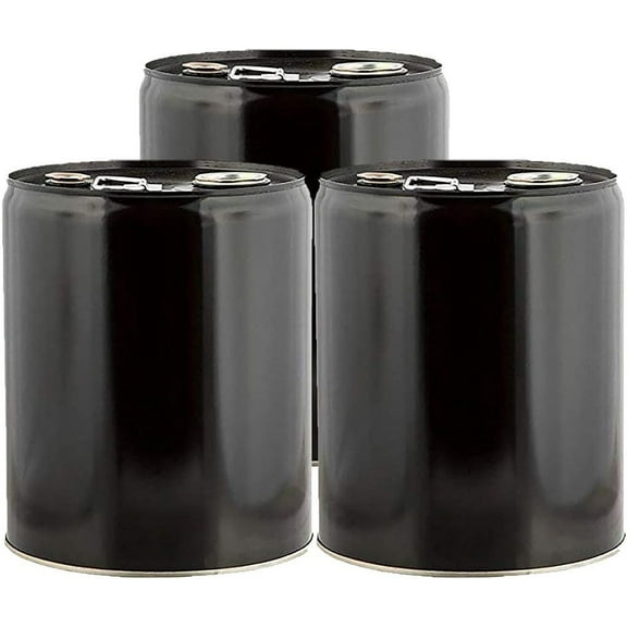 5 Gallon Black Steel Pail 3-Pack – UN Rated Tight Head w/ Trisure Fittings