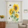 thumbnail image 3 of Sunflowers Sheer Curtains 45 Inches Long, Farmhouse Botanical Yellow Flowers Bee Retro Light Filering Curtains, Breathable Simi Curtain Privacy Drapes for Kitchen Bathroom Small Window Treatment, 3 of 9