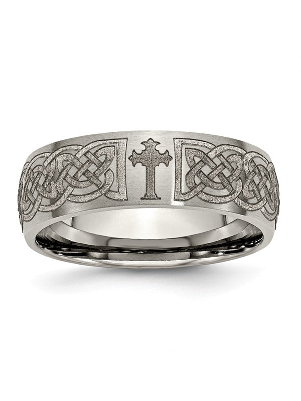 Wedding Bands Other Themed Bands Titanium 8mm Laser Design Brushed Band Size 12