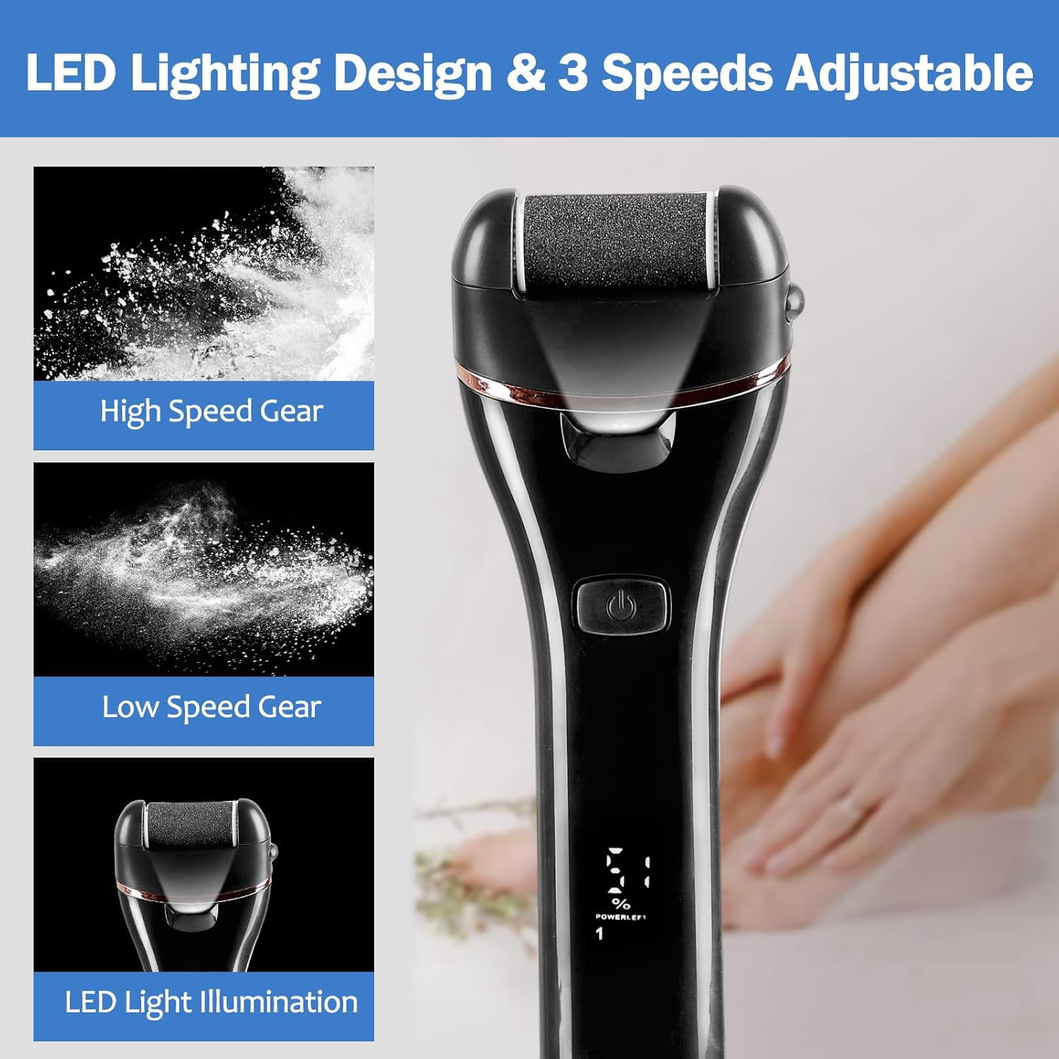 Biutee Foot Callus Remover Electric Foot File Rechargeable Professional Pedicure Tools Foot Care Kit Foot Scrubber for Dry Cracked Hard Dead Skin with 3 Rollers 3 Adjustable Speed