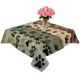 thumbnail image 2 of Grey Green Dog Paws Table Cloth Waterproof Tablecloths, Farmhouse Vintage Modern Brown Wood Tablecloth Dining Table Cover for Kitchen Party Tabletop Outdoor, Square Tablecloth 60x60 Inch, 2 of 9