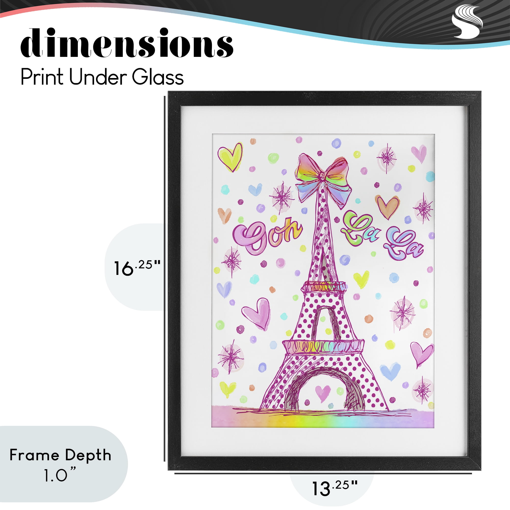 Stupell Industries Bright Pastels Eiffel Tower Black Framed Print Under Glass, design by Jess Stempel
