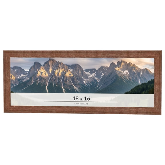 48x16 Frame Brown Farmhouse Solid Wood Picture Frame Width 1.5 Inches | Interior Frame Depth 0.5