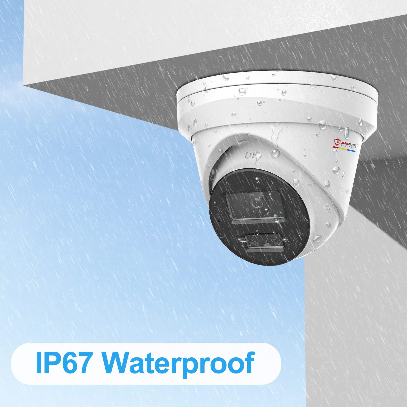 Anpviz Wired Security Camera System, 8CH 4K NVR System, 8PCS 8MP IP Turret Surveillance Cameras with Full Color Night Vision, IP66 Waterproof, for Indoor Outdoor