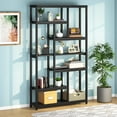 79 Inch Bookshelf 7Tier Tall Bookcase with 10Open Wood and Metal Book