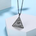 thumbnail image 6 of Jewmon Triangle Medallion Evil Eye Necklace Black Gold Plated Pyramid Third Eye Pendant for Men, 6 of 7