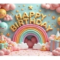 thumbnail image 4 of Happy Birthday Banner Colorful Theme Rainbow Design for Kids Party Indoor Decoration Holiday Celebration, 4 of 8