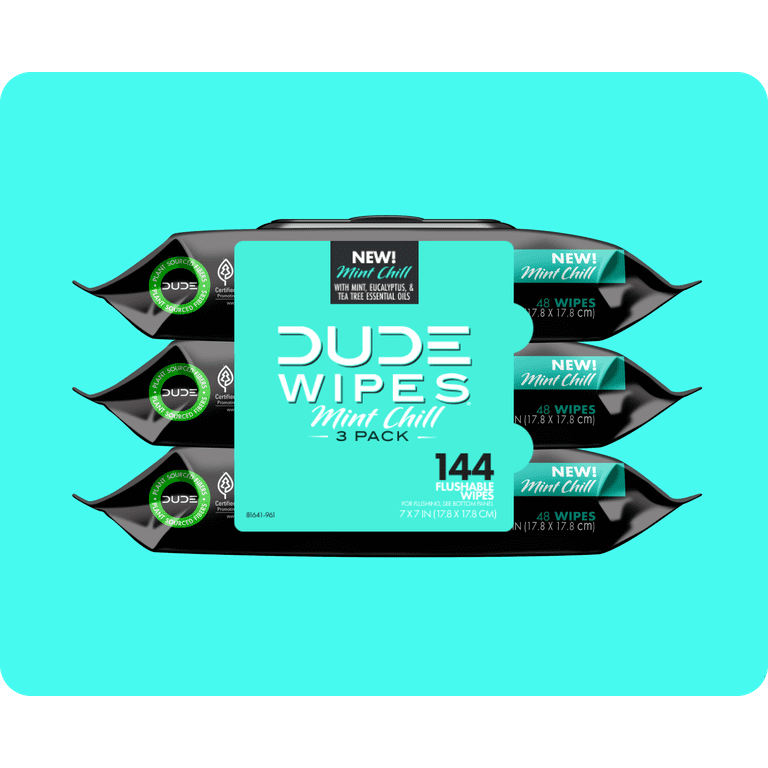 Dude Wipes Mint Chill Flushable Wipes (3-Pack) - Power Townsend