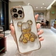 thumbnail image 1 of Funda de teléfono de arena movediza de oso de dibujos animados para iPhone 11, 12, 13, 14 Pro, Xs Max, 7, 8, 14 Plus, XR, X, película protectora de lente, cubierta transparente a prueba de golpes Fivean unisex, 1 of 2