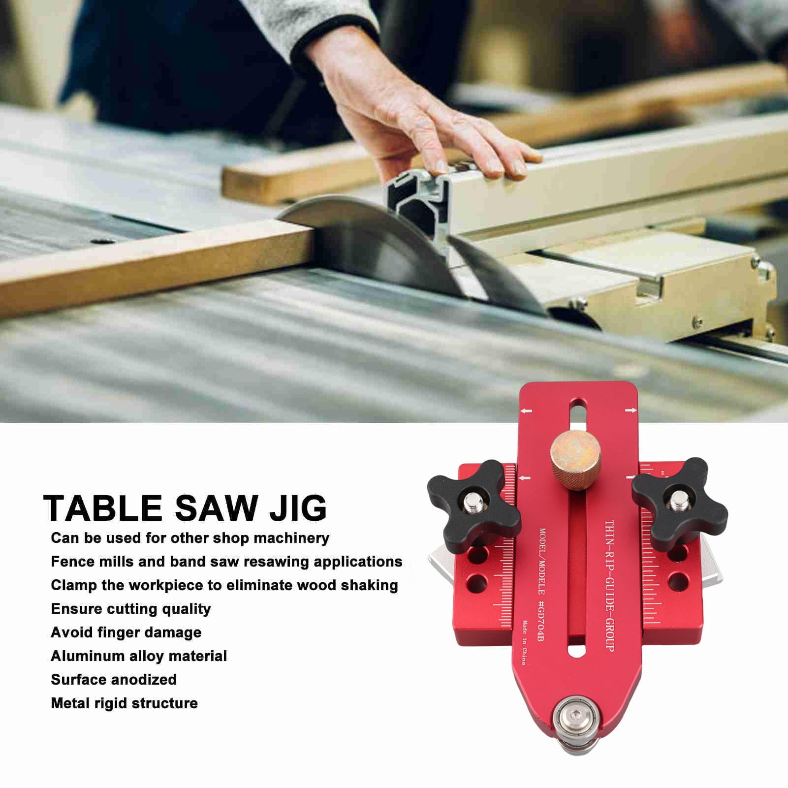 Yajisi Precision Aluminum Table Saw Jig – Secure Locking, Sliding Slot & Clamping for Accurate Narrow Strip Cuts