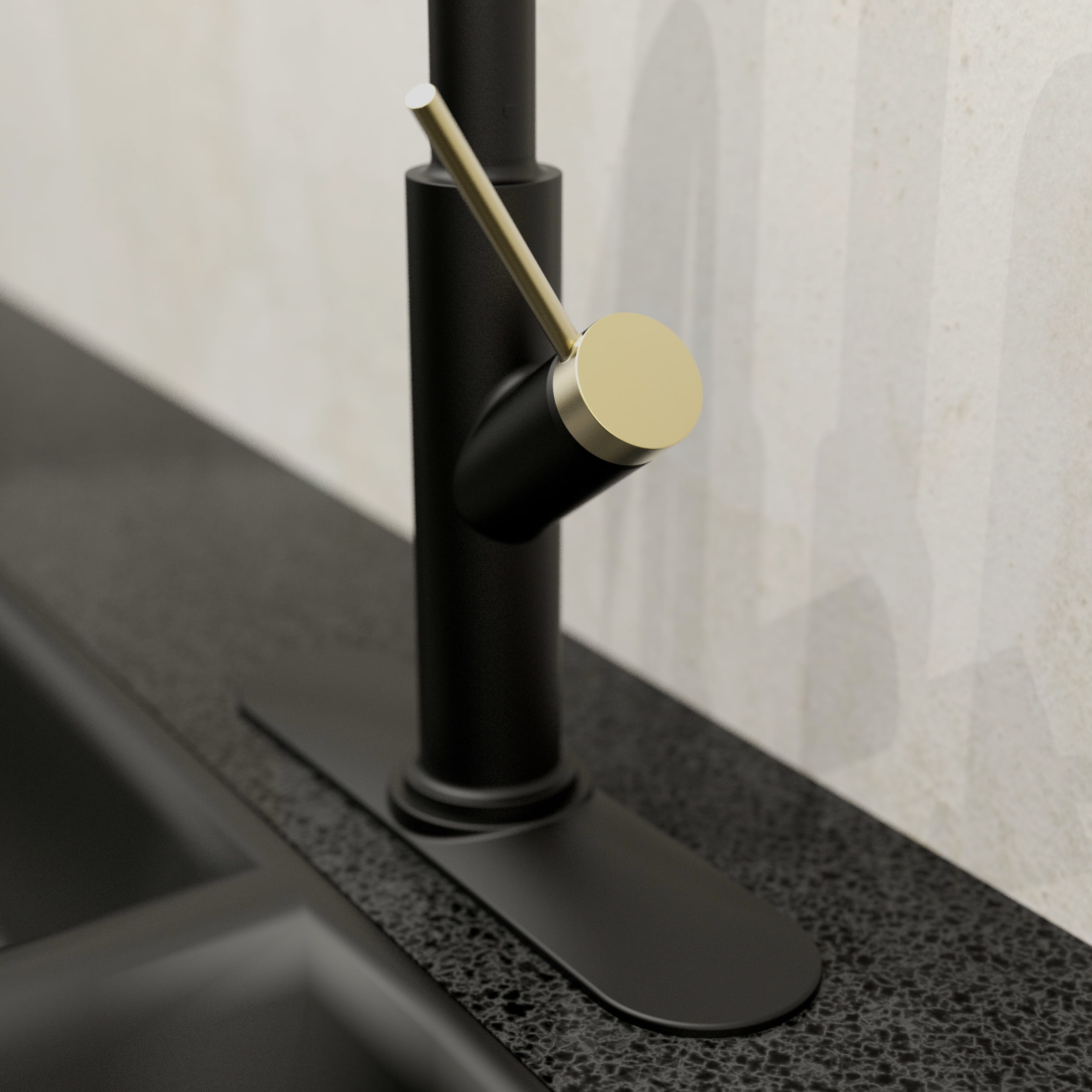 Belanger Single Handle Pull-Down Kitchen Faucet, Matte Black and Gold