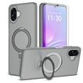 thumbnail image 1 of Asuwish Phone Case for Samsung Galaxy A06 A07 4G/5G Tempered Glass Screen Protector Magnetic Folding Stand Frosted Translucent Rugged Shockproof Protective Cell Cover Ao6 A 06 07 Ao7 Women Men Grey, 1 of 6