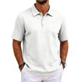 thumbnail image 2 of Men's Polo Shirt Button Placket Lightweight Polo Business Slim Fit Short Sleeve Shirts for Office Work, 2 of 6