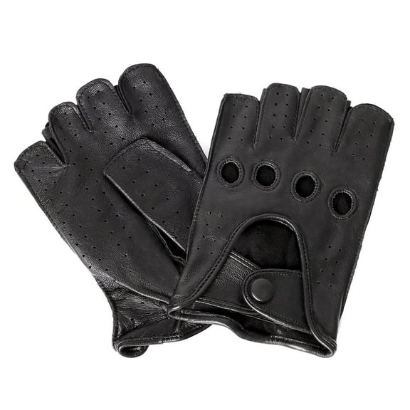 Karla Hanson 82125 Women's Leather Fingerless Driving Gloves Black Large (82125BLACK-L)