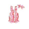 thumbnail image 2 of Musuos Baby Girls Summer Cute Romper 3-24Months Flying Sleeve Floral/Strawberry Print Bodysuit with Headband, 2 of 8