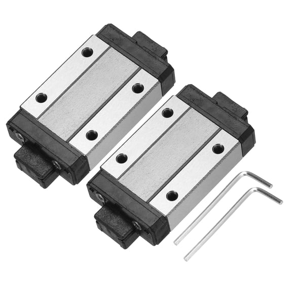 2Pack MGN12H Linear Bearing Sliding Carriage Block with Mini Guide and Wrench for 12mm Linear Motion Slide Rail Guide, 3D Printer, CNC Machine