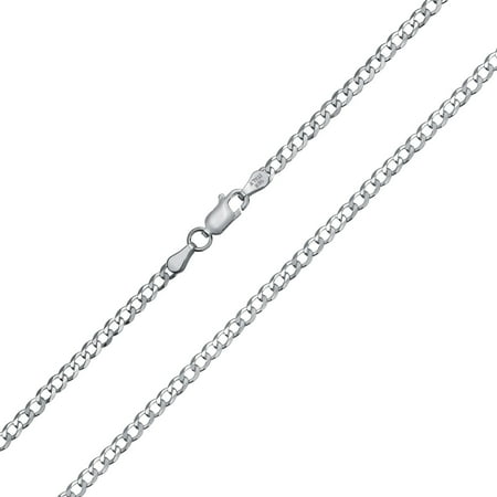 Mens Cuban Chain 080Gauge 925 Sterling Silver Miami Cuban Curb Chain Necklace For Men For Women Made In Italy 16 18 20 24 Inch ()