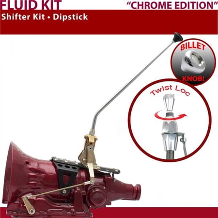 American Shifter C4 Shifter Kit Chrome 16 in. Dipstick Push Button Billet Knob for F20B4