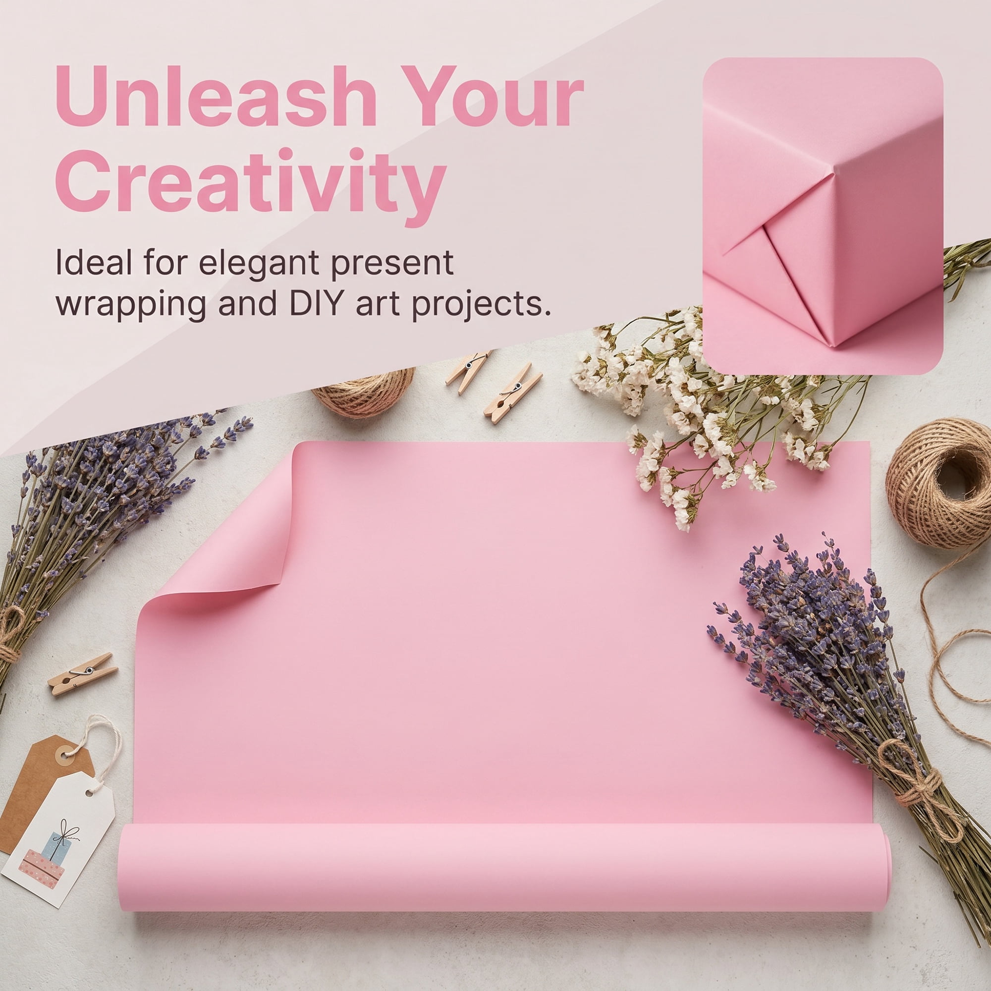 Unique Bargains Thick Gift Wrapping Paper Anti-Tear Giant Matte Sheets Pink 39.4" x 27.6"