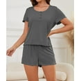 thumbnail image 3 of Loritta Womens Pajamas Knit Short Sleeve lounge sets 2 piece For Women Summer Gray, 3 of 7