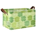 thumbnail image 2 of Rectangle Storage Basket with Handles Four Leaf Clover Collapsible Storage Bin Large Storage Bins Decorative for Clothes Toys Bedroom, 2 of 8