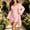 Pink, variant on Womens 2 Piece Satin Nightgown Robe Set Ruffle Trim Silky Sleepwear Elegant Loungewear Bridal Nightwear White M