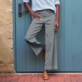 thumbnail image 6 of CIENVNSTG Linen Pants Women Wide Leg Elastic High Waist Cropped Trousers Summer Fashion Business Casual Work Pant with Pockets Gray S, 6 of 7