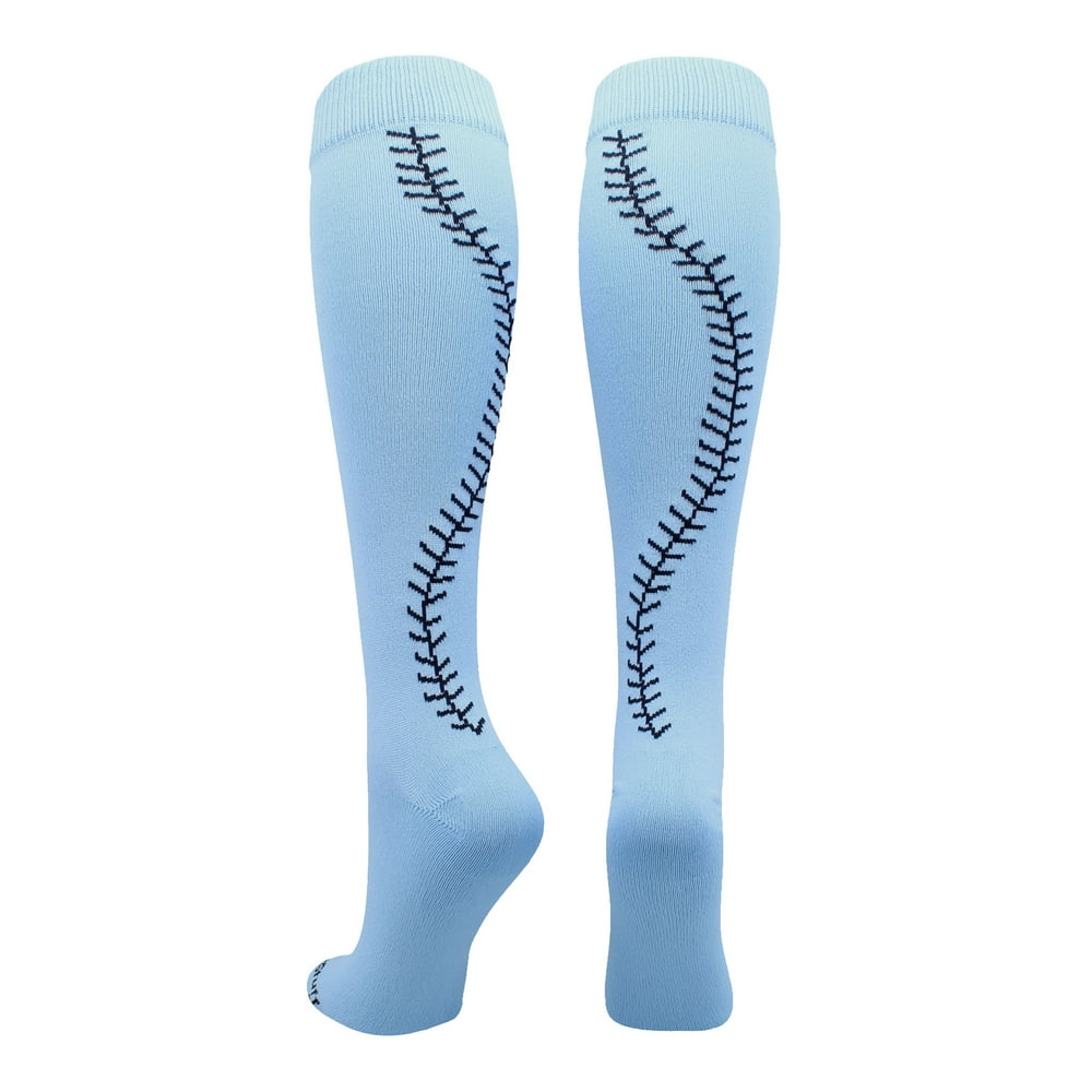 MadSportsStuff Softball Socks with Stitches Over the Calf (Columbia