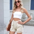 thumbnail image 5 of Womens Summer Jean Shorts Casual Pull on Elastic Waist Denim Shorts with Pockets Shallow Khaki XL, 5 of 8