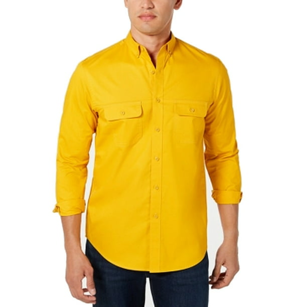 Club Room Apparel - Mens Shirt Yellow Medium Button Down Long-Sleeve ...